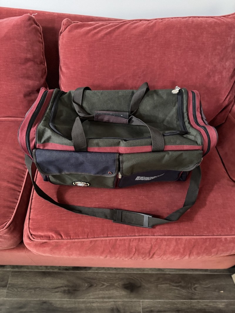 Large Multi-Pocket Travel Duffel – Green/Navy/Burgundy
