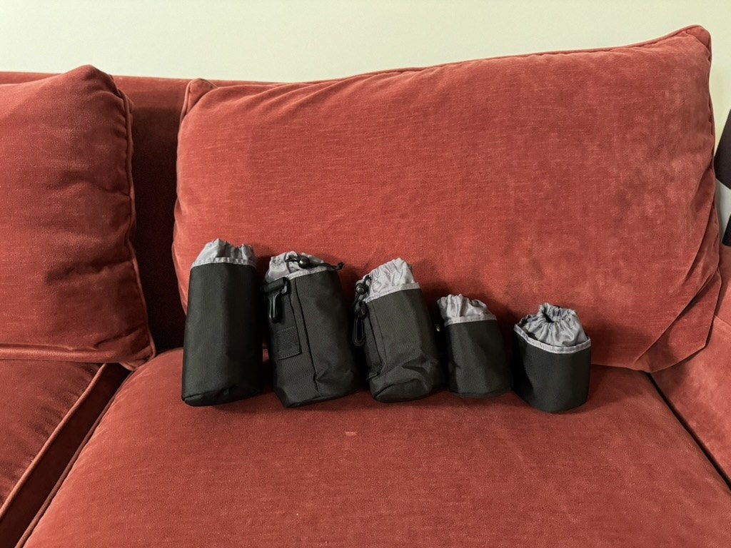Heavy-Duty Drawstring Camera Lens Pouch Set (5-Piece Bundle)